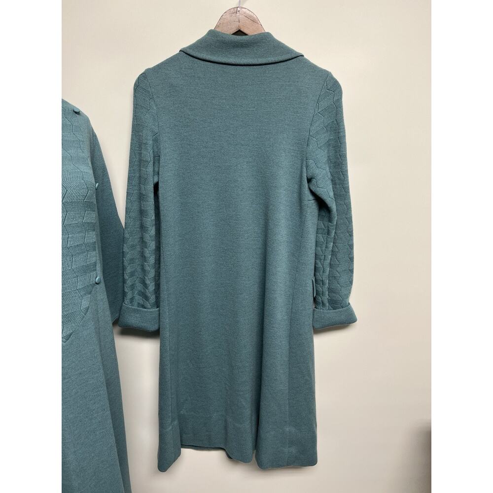 Vintage 40s Wool Knit Sweater Dress & Matching Coat 1940s Made In Italy Sz 14 - Picture 13 of 16